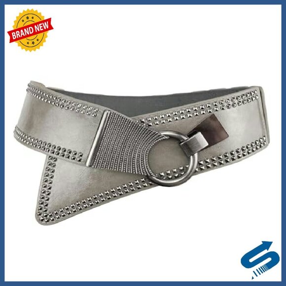 Vintage Studded PU Leather Belt Adjustable Elastic Waist 29.5-36\